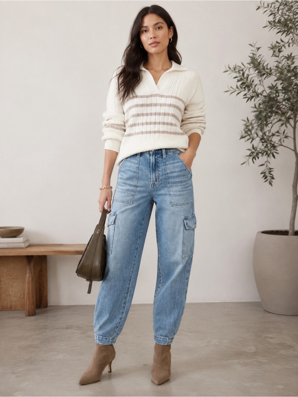 Like New! Pistola Josephine High-Rise Tapered Cargo Jeans